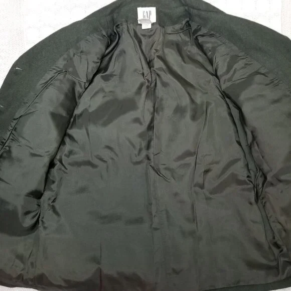 Vintage Gap button up peacoat forest green size S wool blend field coat utility - Picture 9 of 9